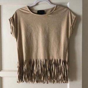 Romeo + Juliet Suede Top with Fringe